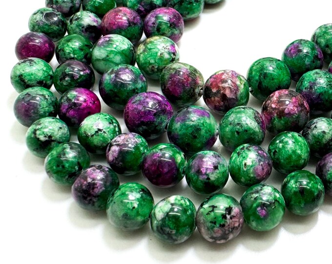 Green Red Jasper Smooth Polished Round 8mm 10mm Gemstone Jewelry Making Beads - RN199B