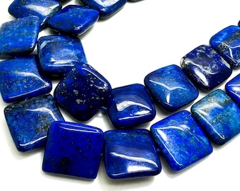 Lapis Lazuli Beads: Dark Blue Polished Square Gemstone (5mm-18mm)