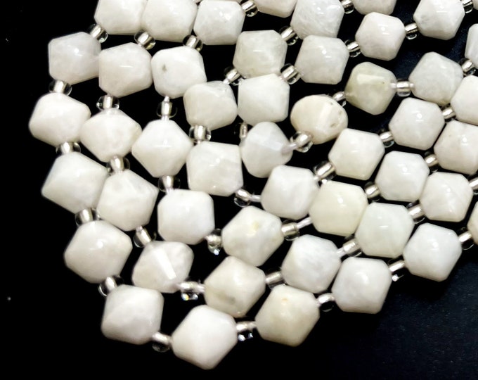 Natural Moonstone Bicone Beads Faceted 8mm Gemstone Beads 15.5" Strand - PGS315Q