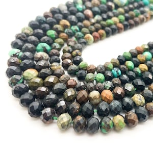 Natürlicher Türkis, echter blauer AAA-Türkis 2 mm x 3 mm, 3 mm x 4 mm, 4 mm x 6 mm Facettierte Rondelle Edelsteinperlen - 15,5 &quot;Strang - RDF94