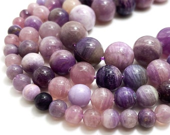 Sugilite Beads, Natural Polished Smooth Purple Sugilite Round Gemstone Beads (6mm 8mm 10mm 12mm) -  RN138