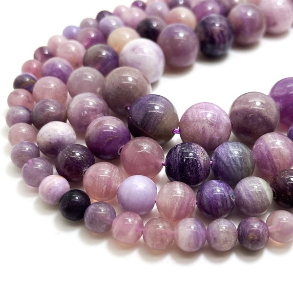 Sugilite Beads, Natural Polished Smooth Purple Sugilite Round Gemstone Beads (6mm 8mm 10mm 12mm) -  RN138