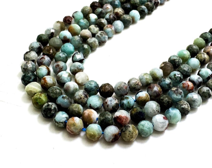 Natural Grade AB Blue Larimar Faceted Round 4mm Gemstone Beads - RNF21