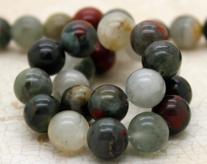 Natural Bloodstone Smooth Round Gemstone Beads (4mm 6mm 8mm 10mm) - PG297