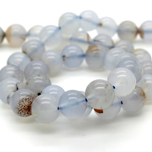 Blue Chalcedony Beads, Natural Blue Chalcedony Smooth Polished Round Sphere Ball Gemstone Beads - RN104