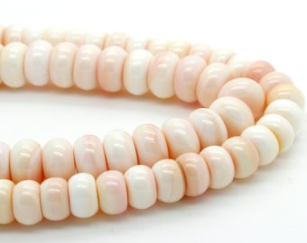 AAA-koninginschelp, natuurlijke roze koninginschelpschelp gladde rondelle edelsteenkralen - (5 mm x 8 mm, 6 mm x 10 mm) - QC5