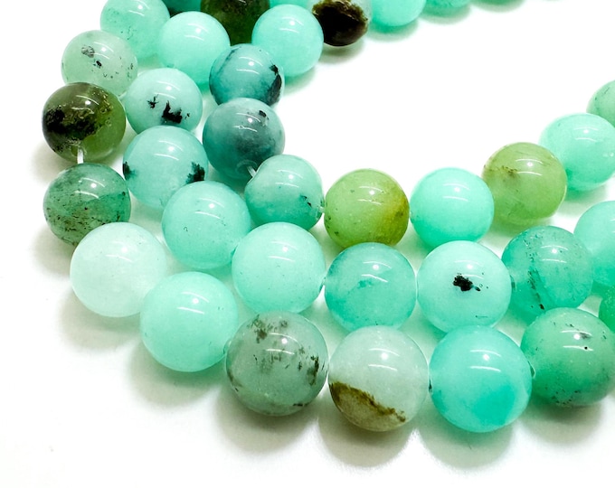 Green Agate Smooth Polished Round 10mm Gemstone Jewelry Making Beads - RN197M