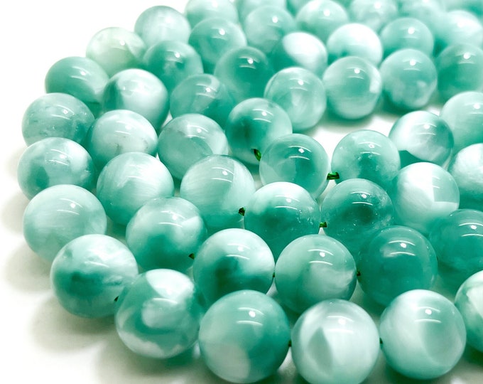Green Moonstone Beads, Natural Green Polished Smooth Round Moonstone Gemstone Beads - RN171