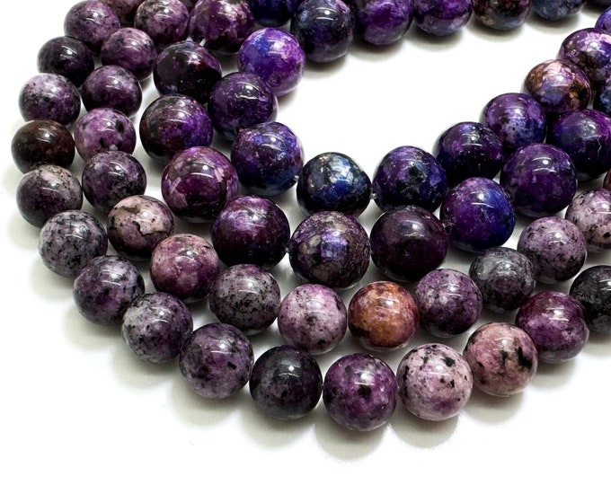 Purple Jasper Smooth Polished Round 8mm 10mm Gemstone Jewelry Making Beads - RN199D