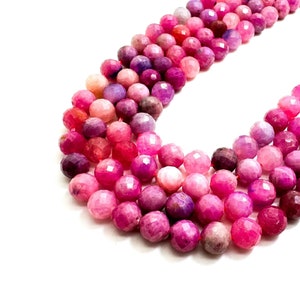 Genuine Red Ruby Beads, Natural AAA High Quality Red Ruby Faceted Round 7mm Gemstone Beads - PG56H