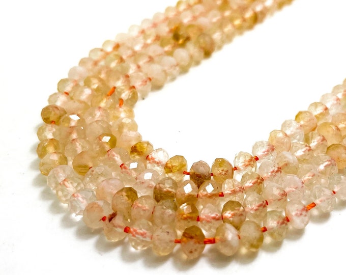 Citrine Beads, High Quality Yellow Golden Citrine 3mm x 5mm Faceted Rondelle Natural Gemstone Beads - RDF47B