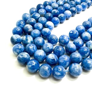 Natural Blue Kyanite, Blue Brazil Kyanite Polished Round 6mm 8mm 10mm Gemstone Beads