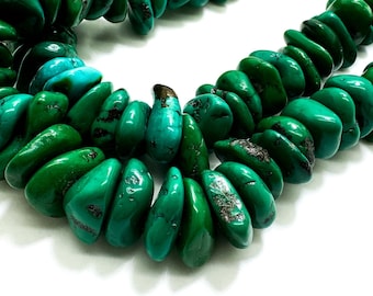 Natural Hubei Turquoise Beads: AAA Smooth Rondelle Nugget Gemstone Chips