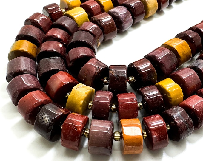 Mookaite Beads, Natural Mookaite Smooth Rondelle Gemstone Beads - RDS11