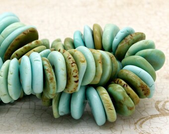 Howlite Beads, Rough Flat Nugget Chip Light Blue Howlite Beads (Assorted Size) - PGS95