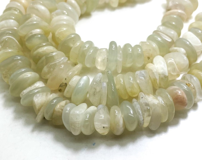 Natural Creamy White Moonstone Polished Pebble Flat Chips Nugget Assorted Size Gemstone Beads - PG80