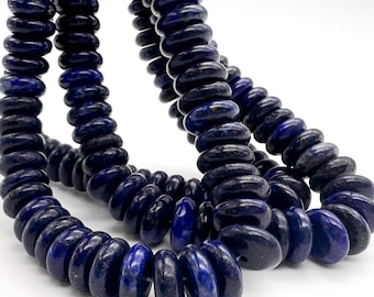Natural Lapis Lazuli Rondelle Beads | 6x11mm Blue Gemstone Beads for Men Jewelry Making Supplies | Lapis Disc Beads RD47