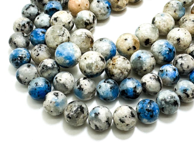 Blue K2 Jasper Smooth Polished Round 8mm 10mm Gemstone Jewelry Making Beads - RN199E