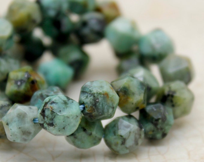 Africa Turquoise Faceted Round Sphere Natural Gemstone Beads PG260