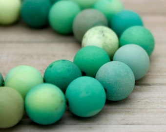 Natural Green Opal Beads, Matte Green Moss Opal Round Gemstone Beads (4mm 6mm 8mm 12mm) - RN05