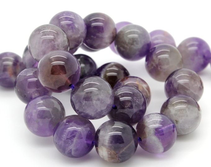 Dog Teeth Tooth Amethyst Beads, Purple Amethyst Smooth Round Sphere Ball Natural Gemstone Loose Beads - (6mm, 8mm, 10mm, 12mm) RN70