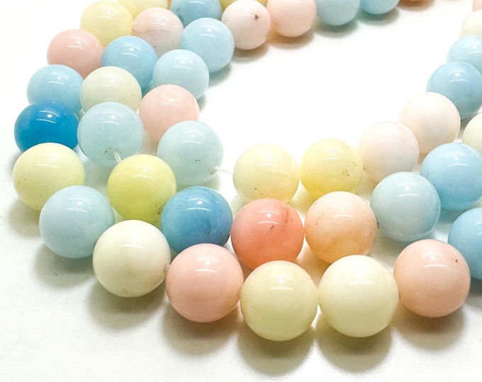 Rainbow Agate Smooth Polished Round 10mm Gemstone Jewelry Making Beads - RN197H