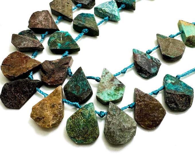 Natural Turquoise Teardrop Pear Rough Gemstone Beads - PGS172