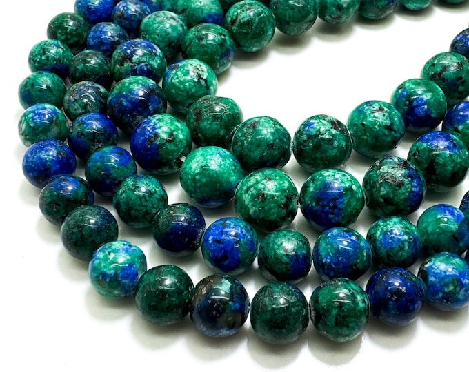 Green Blue Jasper Smooth Polished Round 8mm 10mm Gemstone Jewelry Making Beads - RN199C