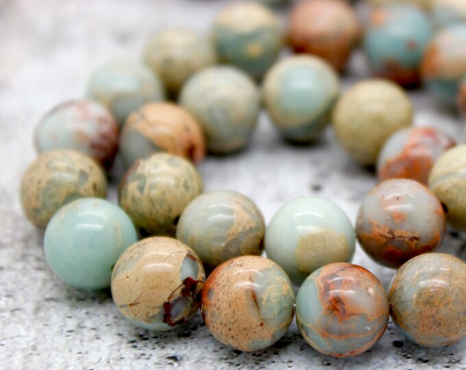 Natural Snake Skin Jasper Smooth Round Sphere Loose Gemstone Beads (4mm 6mm 8mm 10mm 12mm) - PG10