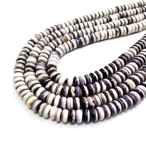 Purple Wampum Shell Rondelle Beads: 4mm 6mm Disc Beads (15.5" Strand) - PG262B