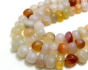 Natural Carnelian Agate Pebbles Smooth Polished Roch Stone Nugget Gemstone Beads (Assorted Size) - PGS388