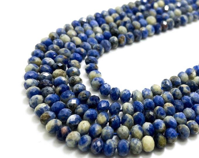 Natural Blue Sodalite Beads Faceted Rondelle 4mm x 5mm Gemstone Beads - 15.5" - RDF50
