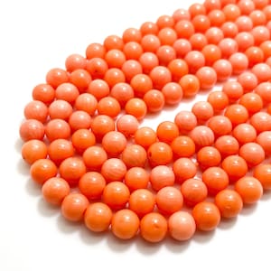 Peach Pink Coral Beads Smooth Round Natural Dyed Coral for Jewelry Making - PG289