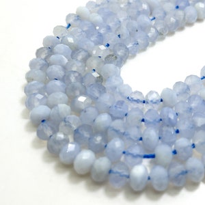 Natural Blue Lace Agate Beads, Blue Lace Agate Faceted Rondelle Natural Gemstone Beads - RDF103