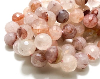 Natural Cherry Quartz Beads, Faceted Cherry Quartz Round Sphere Gemstone Beads - RNF110