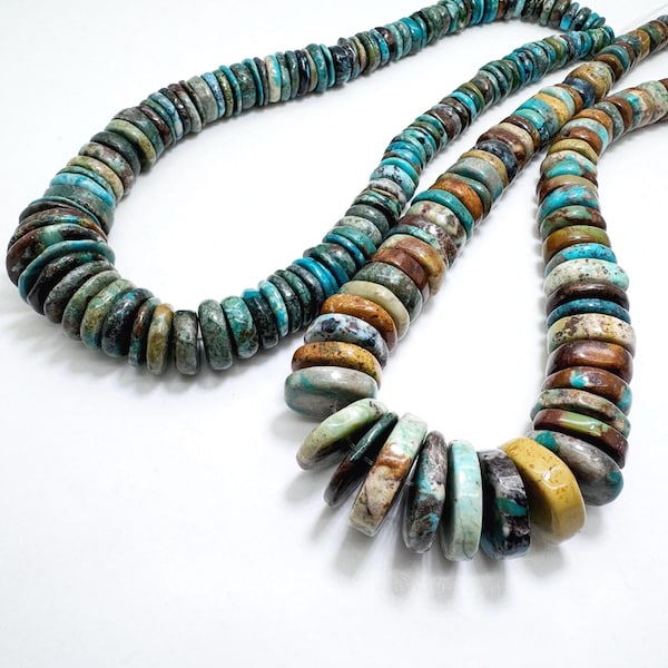 Natuurlijke turkooizen kralen, gepolijste gladde rondelle platte nugget turkoois kralen (diverse maten) - PGS86