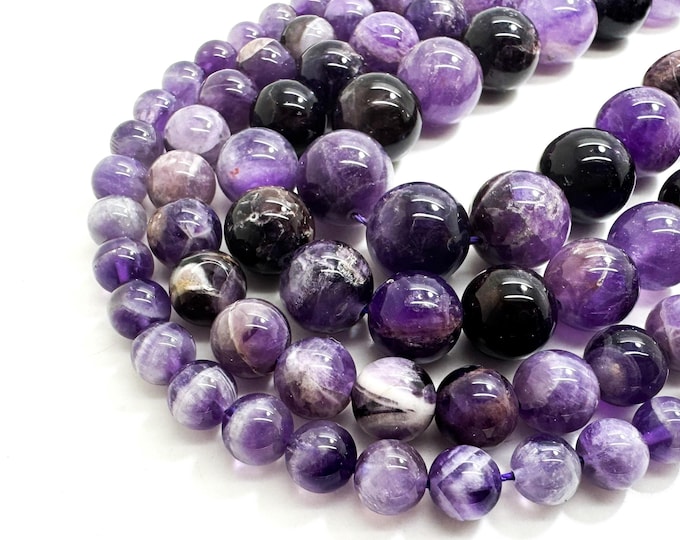Genuine Natural Purple Dog Teeth Amethyst Grade AA Round Gemstone Beads 8MM 10mm 10mm 12mm 14mm 16mm 18mm RN70