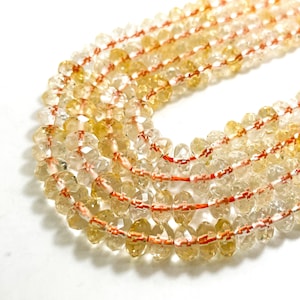 Citrine Beads, High Quality Yellow Golden Citrine 4mm x 8mm Faceted Rondelle Natural Gemstone Beads - RDF47A