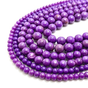 Grade AAA Natural Phosphosiderite Beads, Genuine Purple High Quality Phosphosiderite 4mm 6mm 8mm Gemstone Beads - RN64H