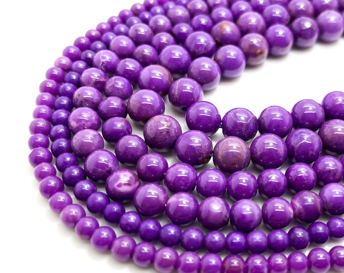 Grade AAA Natural Phosphosiderite Beads, Genuine Purple High Quality Phosphosiderite 4mm 6mm 8mm Gemstone Beads - RN64H