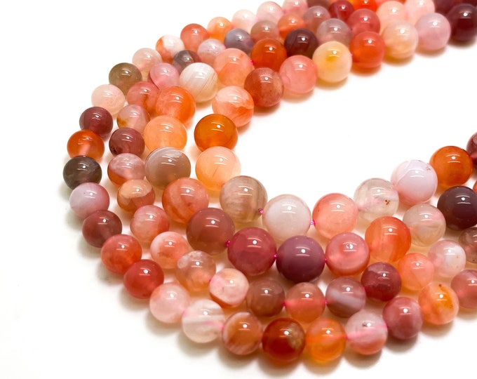 AAA Natural Cherry Blossom Agate Beads 6mm 8mm 10mm Round Beads Flower Agate Polished Round Gemstone Beads- RN143