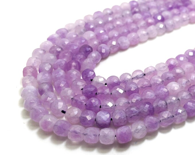 Purple Amethyst Beads, Natural Purple Amethyst Square Cube Faceted Size 6mm Gemstone Beads - PGS262