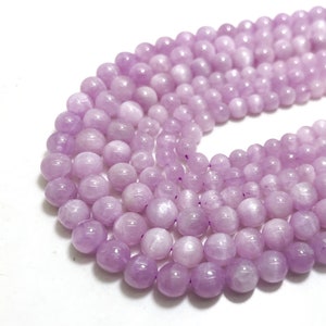 Grade AAA High Quality Natural Kunzite Smooth Polished Round 5mm 6mm 9mm Purple Gemstone Beads - RN170