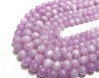 Grade AAA High Quality Natural Kunzite Smooth Polished Round 5mm 6mm 9mm Purple Gemstone Beads - RN170