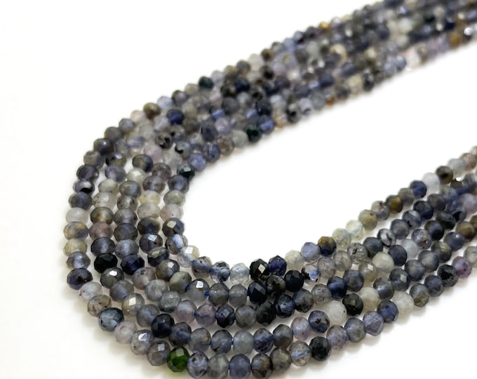 Faceted Iolite Beads, Natural Faceted Rondelle iolite 2mm x 3mm  Gemstone Beads - RDF76B