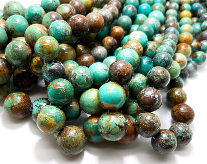 AAA Turquoise Beads, Genuine Natural Turquoise Polished Smooth Round Ball 4mm - 12mm Assorted Size Gemstone Rock Stone- PGS357