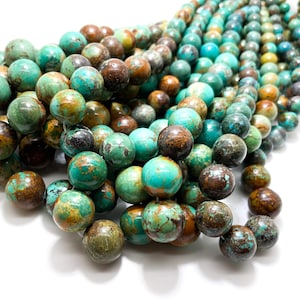 AAA Turquoise Beads, Genuine Natural Turquoise Polished Smooth Round Ball 4mm - 12mm Assorted Size Gemstone Rock Stone- PGS357