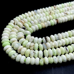 Lemon Chrysoprase Beads, Natural Chrysoprase Faceted Rondelle 4mm x 5mm Gemstone Beads - 15.5&quot; Strand - RDF08