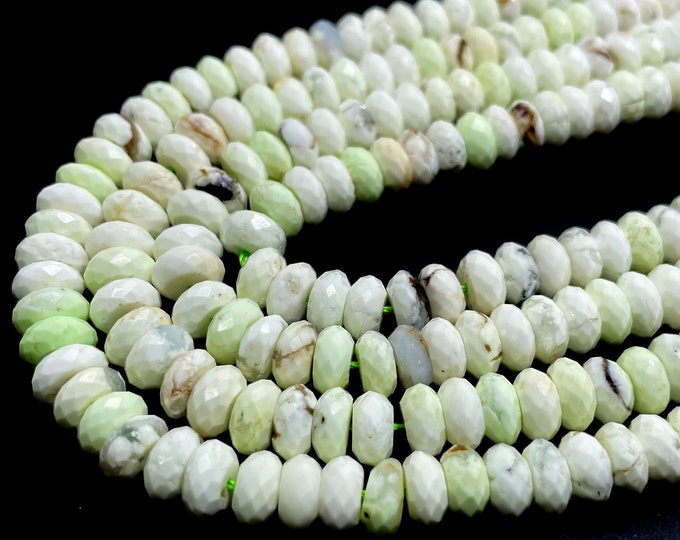 Lemon Chrysoprase Beads, Natural Chrysoprase Faceted Rondelle 4mm x 5mm Gemstone Beads - 15.5" Strand - RDF08