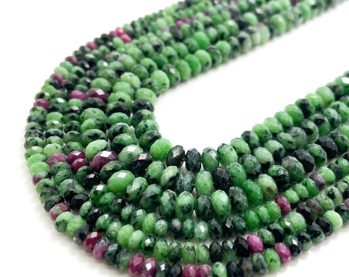 Ruby Zoisite Beads, Faceted Rondelle Natural Ruby Zoisite 3mm x 4mm 4mm x 6mm Gemstone Beads for jewelry Necklace Bracelet - RDF83